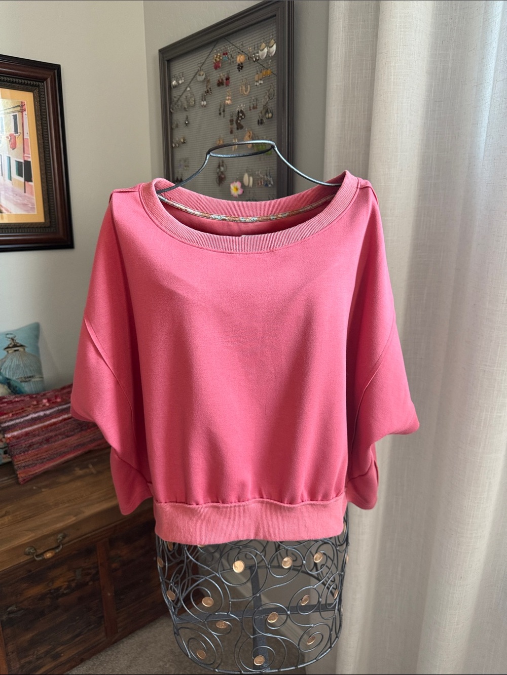 Umgee Cropped Boatneck Pullover in Coral Pink